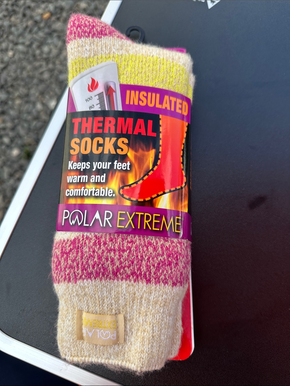 Polar Extreme Insulated Thermal Socks in Pink & Cream